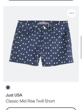 Just USA Navy Polka Dot Twill Shorts